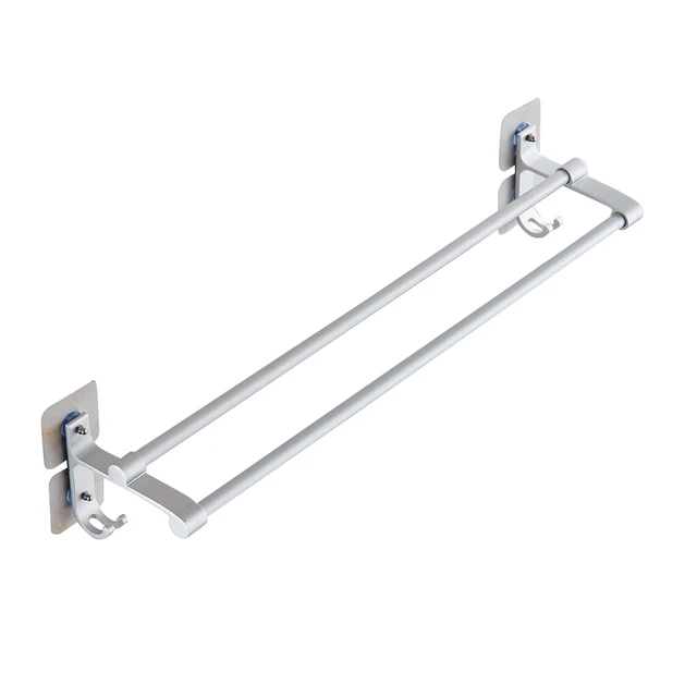 CHUNLU Multi function Aluminium Bathroom Double Towel Rack Wall Mounted