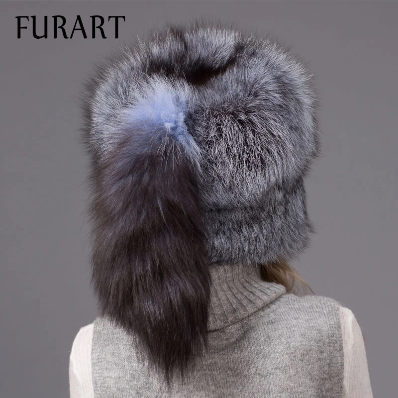 Colbacco Cappello 100% reale Argento pelliccia di Volpe con la coda di  volpe tappi per le orecchie donna naturale pelliccia di volpe cap lady  inverno caldo cappelli cappuccio peloso HJL 03|fox fur