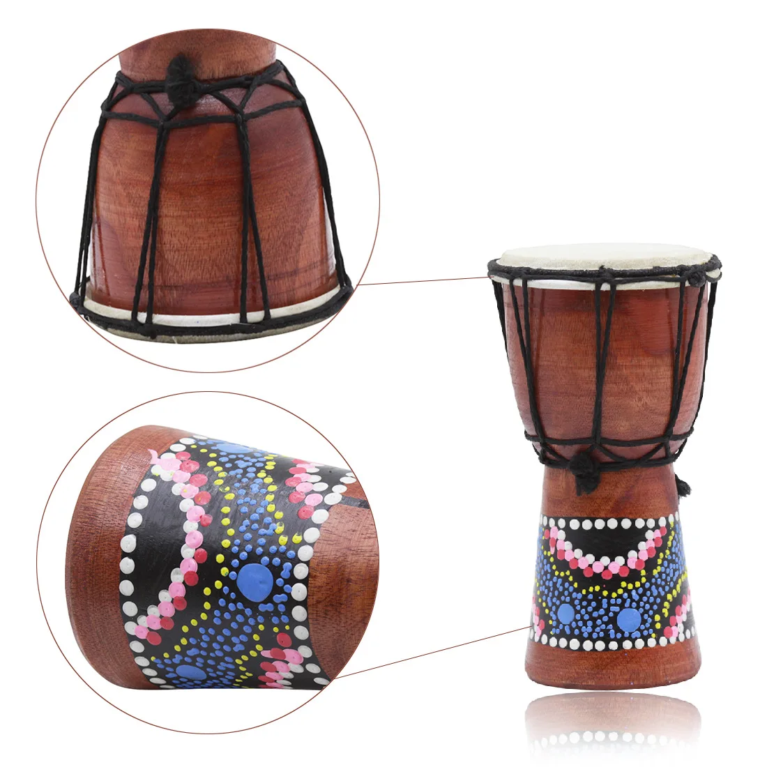LCLL-IRIN 1 Pc 4 inch Professional Djembe African Drum Bongo Wood Good Sound of Musical Instrument