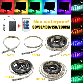 

Flexible Waterproof/Non Waterproof 30/50/100/150/200cm RGB LED Strip Light SMD5050 Battery Powered Remote Control KTV Lighting