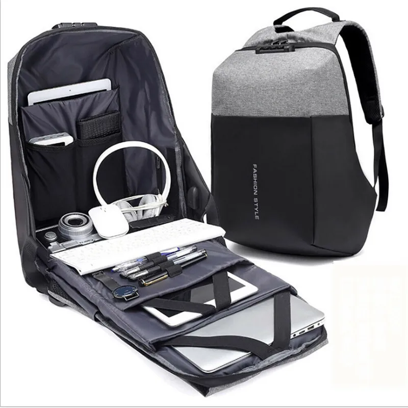 NoEnName, мужской женский бизнес рюкзак с защитой от кражи, зарядка через usb, для ноутбука, ноутбука, Путешествий, Походов, школьная сумка, ранец, сумка