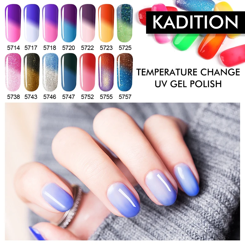 

KADITION Soak Off Temperature Change UV Gel Nail Polish Chameleon Thermal Led Gel Nail Lacquer Semi Permanent Colorful Nail Gel
