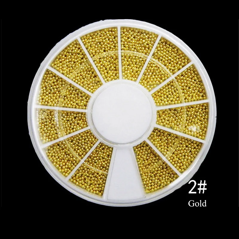 Pinpai 1 мм золото серебро 3D Металлические микро бусины, шпильки для ногтей DIY маникюр бисер "икра" Искусство аксессуары для украшения - Цвет: Gold