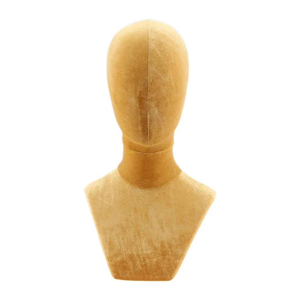 Velvet Foam Head Model, Hair Wig Hairpiece Making Display Stand, Mannequin Manikin Head with Shoulder Bust