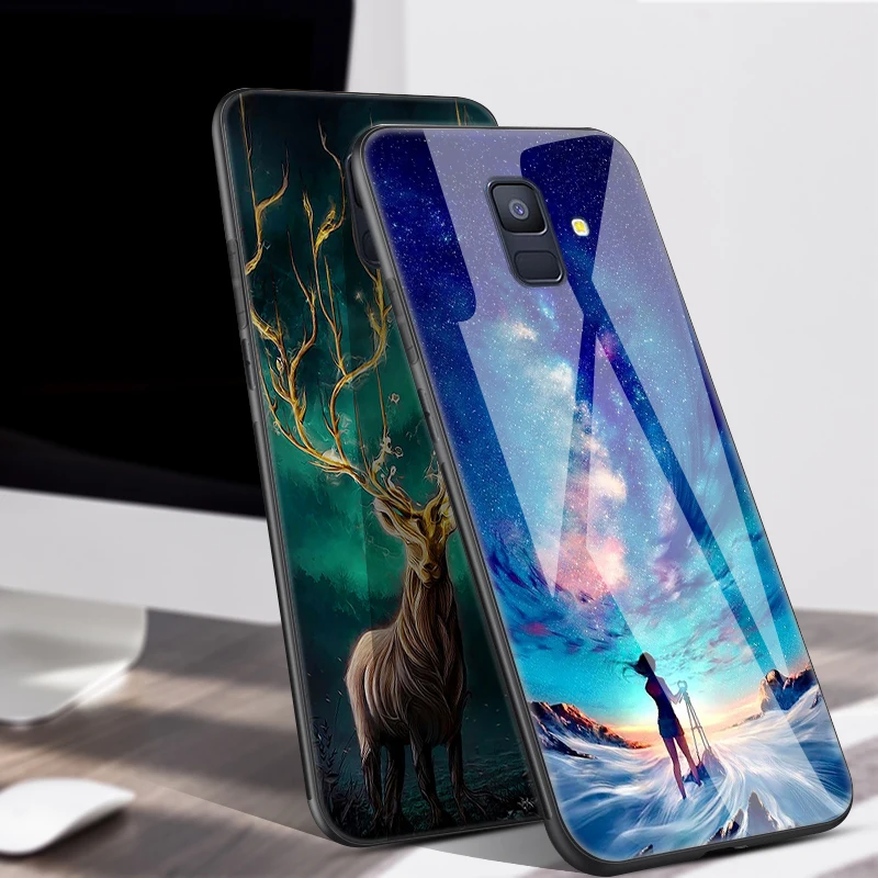 Чехол для Samsung Galaxy A8 2018 чехол из закаленного стекла с планетами космосом