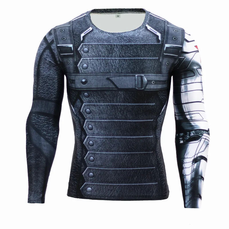 Зимняя солдатская Спортивная рубашка с 3D принтом, мужские футболки для бега, фитнес-колготки, мужские велосипедные быстросохнущие рашгарды, компрессионные Топы MMA