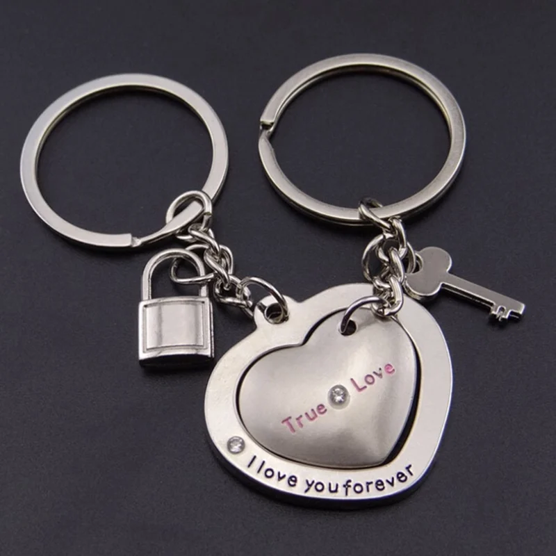 

2Pcs/set Love Heart Keyring Couple Keychain Key Ring New Fashion Jewelry Gift For Kids Friends Lover Keychain Dropshipping