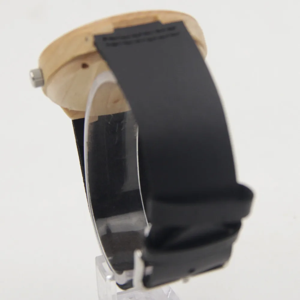  New Arrival Hot Marketing 2015 Fashion Men Leather Bamboo Wooden Quartz Watches  Christmas Gift for Husband Import Japenese Qua