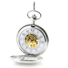 Steampunk Skeleton Bronze Automatic Mechanical Pocket Watch Men Vintage Hand Wind Clock Necklace Pocket & Fob Watches With Chain