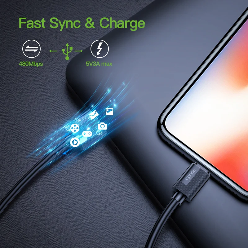 Usb кабель T phox для iPhone зарядный 5 6 7 8 X Шнур 2.4A Max|Кабели мобильных телефонов| |