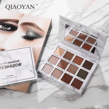 

QIAOYAN 12 Colors Marble Matte Glazed Eyeshadow Palette Makeup Shimmer Eye Shadow Cosmetics with Waterproof & Long-lasting