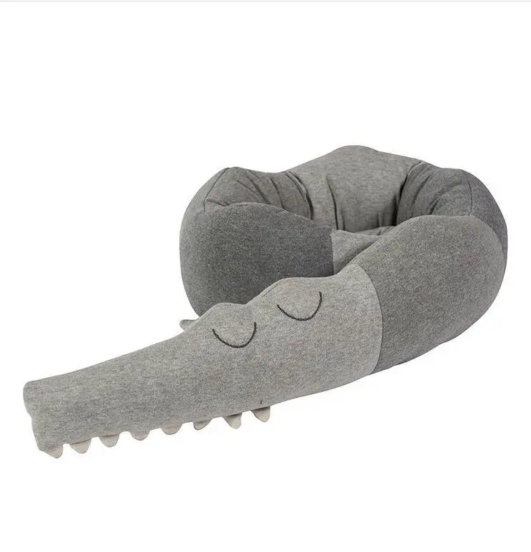 Плюшевый мультфильм в форме крокодила мягкая в виде животного мягкая набивная Подушка Детская кроватка для младенца бамперы кровать диван украшение креативная игрушка 185 см