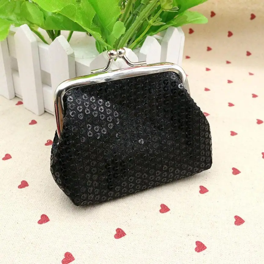 Women Lady Sequin Small Coin Purse Retro Vintage Polyester Hasp Wallet Bag Change Pouch Clutch ...