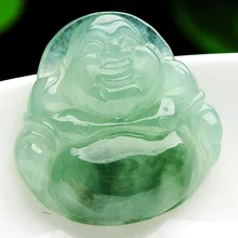 Подлинная Подвеска из воска вид груза плавающий цветок нефрит Смеющийся Будда Кулон Бирма Нефритовое масло дыни Foyu осень Maitreya Foyu кулон