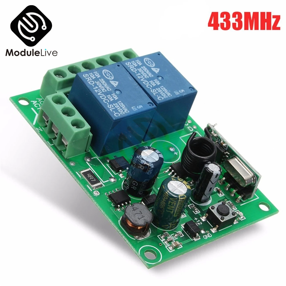 

433MHZ 110-220V 2CH Wireless RF Relay Switch Receiver