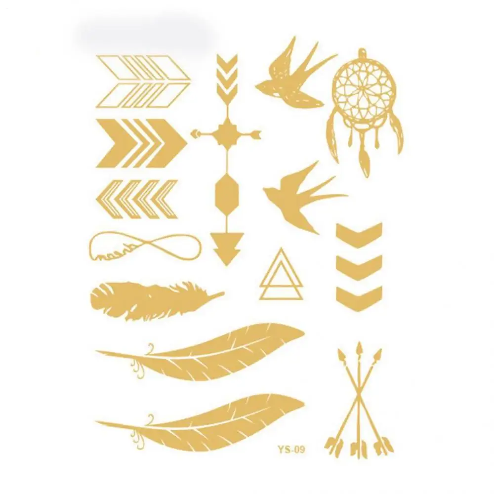 Sale Flash Metal Waterproof Temporary Sticker Gold Color Stripe geometry Men Women Water Transfer Tattoo Sticker Body Art