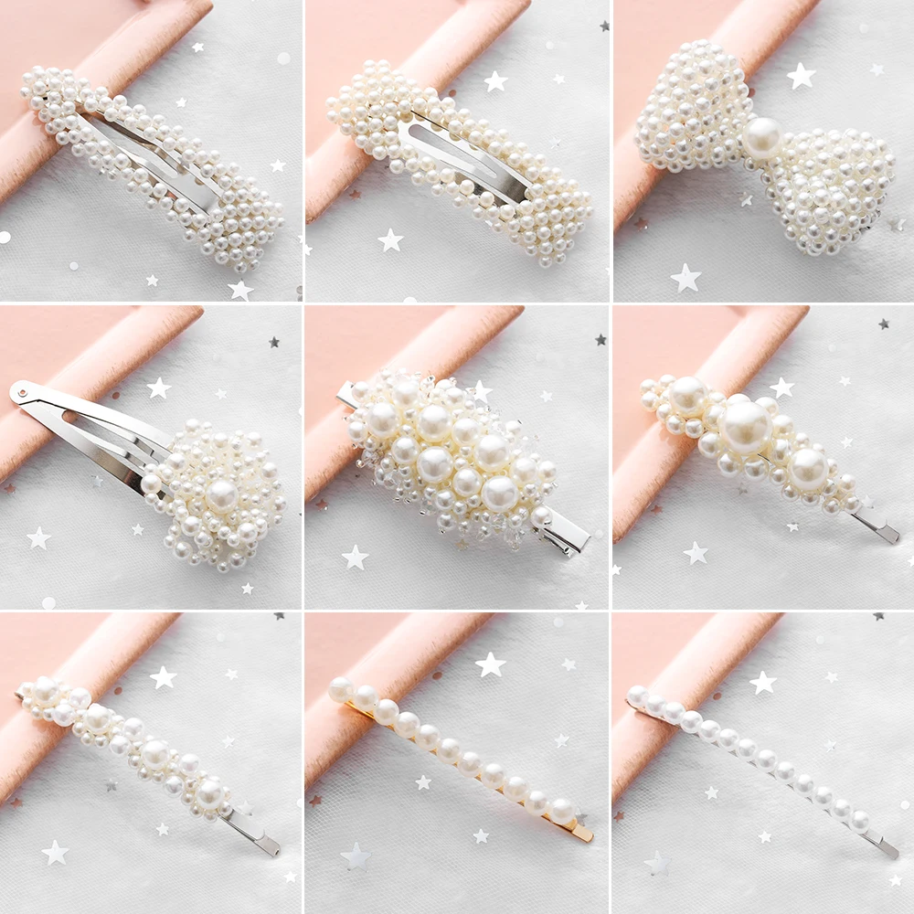 New 9 Styles Fashion Pearl Hair Clip Elegant Korean Design Hairpin Hair Styling Accessories for Women Girls