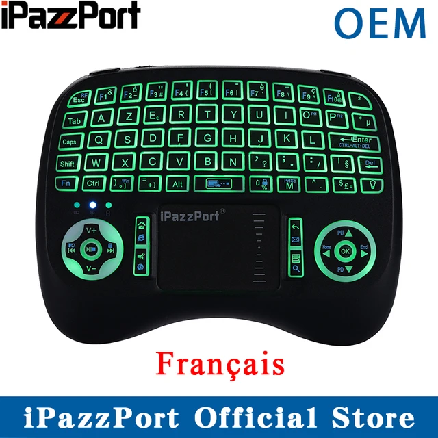 Best Price iPazzPort 21TL Backlit French 2.4GHz Wireless Keyboard Air Mouse with Touchpad For Android TV Box, Mini PC, Raspberry Pi3, OEM Best Price iPazzPort 21TL Backlit French 2.4GHz Wireless Keyboard Air Mouse with Touchpad For Android TV Box, Mini PC, Raspberry Pi3, OEM