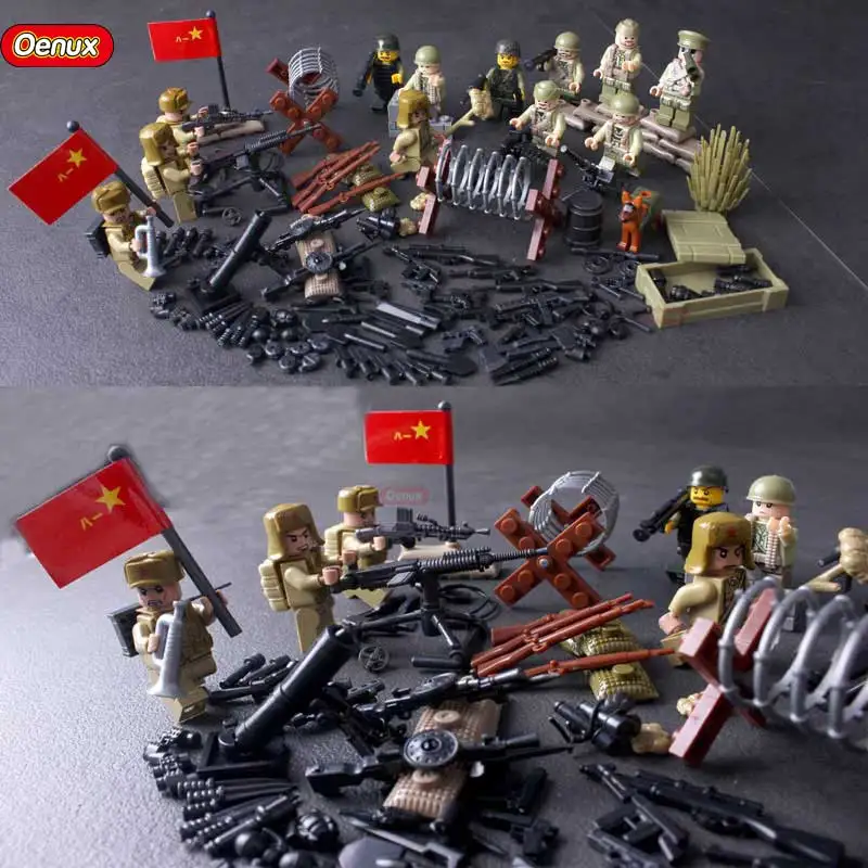 

Oenux World War 2 People's Leberation Army VS US Army Military Figures Building Block WW2 Military Scenes Bricks Toy For Kids