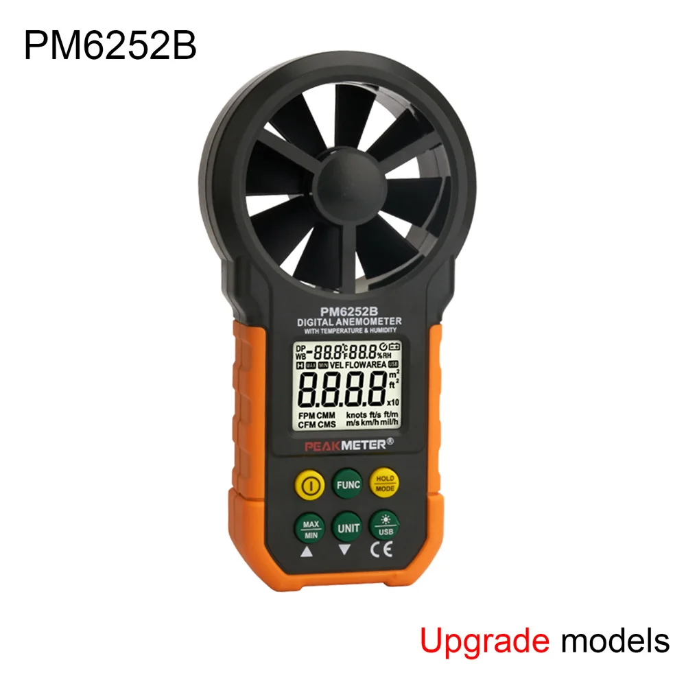 Портативный цифровой анемометр USB Многофункциональный скорость воздуха/температура/относительная влажность/воздушный поток цифровой тепловой Анемометр - Цвет: PM6252B