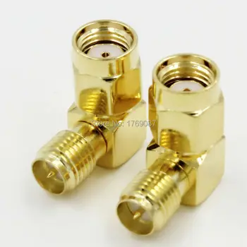 

10PCS RP-SMA Male (female pin) Jack to RP-SMA Female (male pin) Right Angle In Series RF Adapter Connector