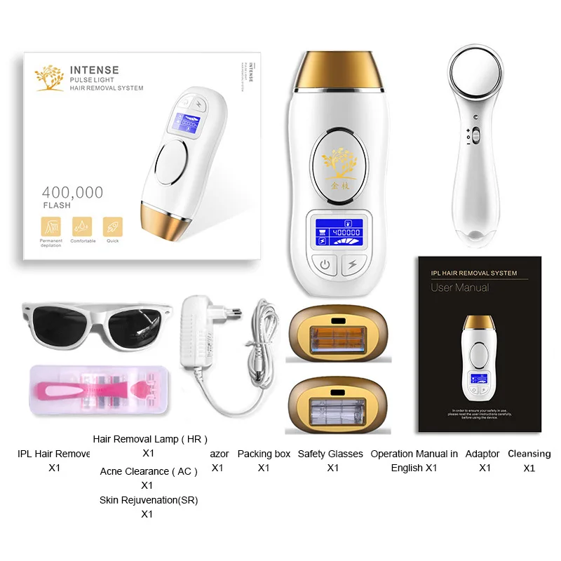 

Newest 400K Outbreaks IPL Epilator Permanent Hair Removal Touch LCD Display depilador a laser Bikini Trimmer Photo Epilator