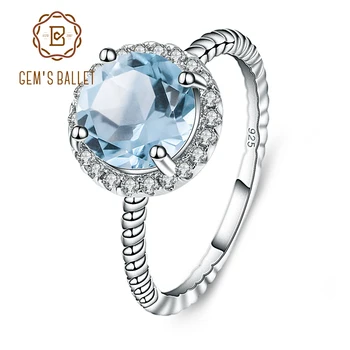 

Gem's Ballet 2.57Ct Oval Natural Sky Blue Topaz Gemstone Rope Band Stackable Ring For Women Engagement Ring Fine Jewelry