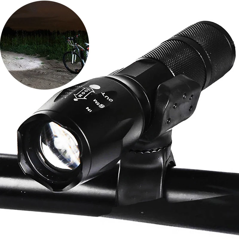 

ZK20 Bike Light 9000LM Flashlight 5 Modes T6 LED Flashlight Bike Bicycle Torch Clip Holder by 1*18650 Battery or 3*AAA Battery