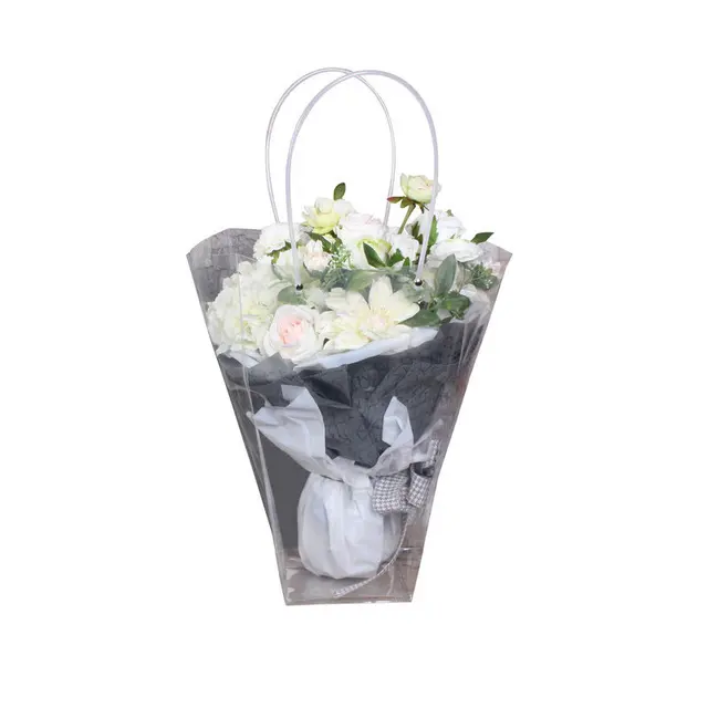5pcs creative waterproof packing bags wrapping transparent hand bag how to wrap flower pots with paper