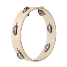 Дети " ручной деревянный Безголовый бубен с металлом один ряд бубенцов и дерева качество образовательные инструменты