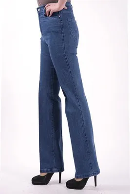 Женские джинсы с высокой талией, прямые, эластичные, размера плюс, женские брюки, супер размер 42, брюки для мам - Цвет: light blue