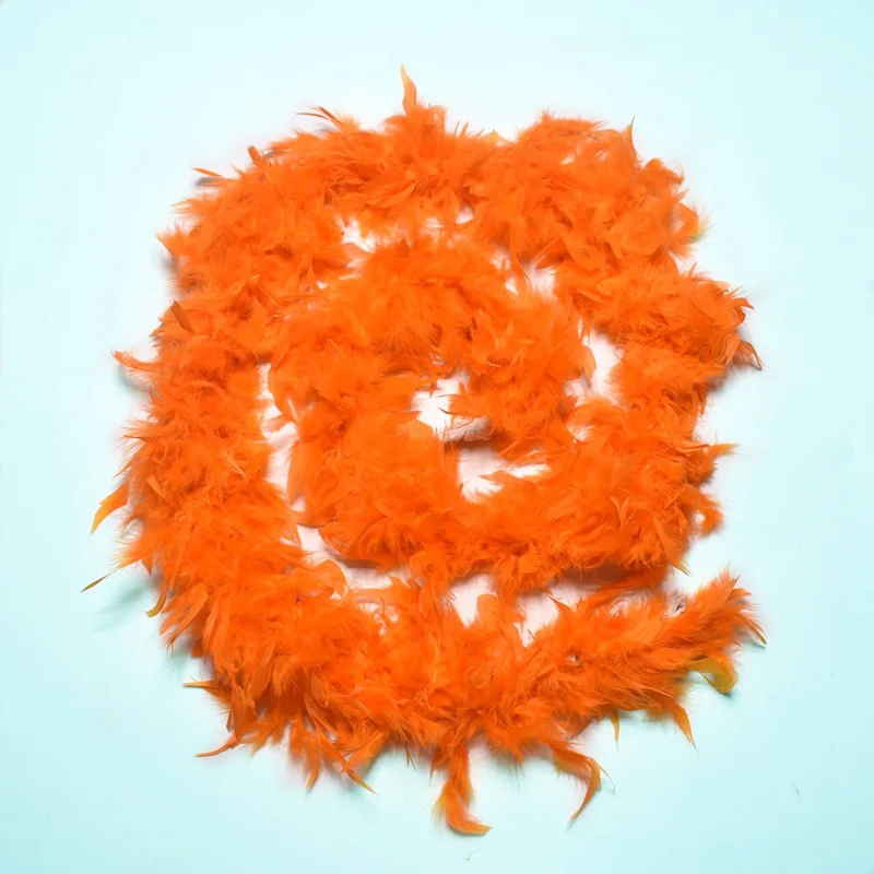 2 ярда пушистый натуральный боа из пера индейки вечерние украшения костюма цветные Куриные перья для рукоделия свадебный фестиваль Шлейфы - Цвет: Orange