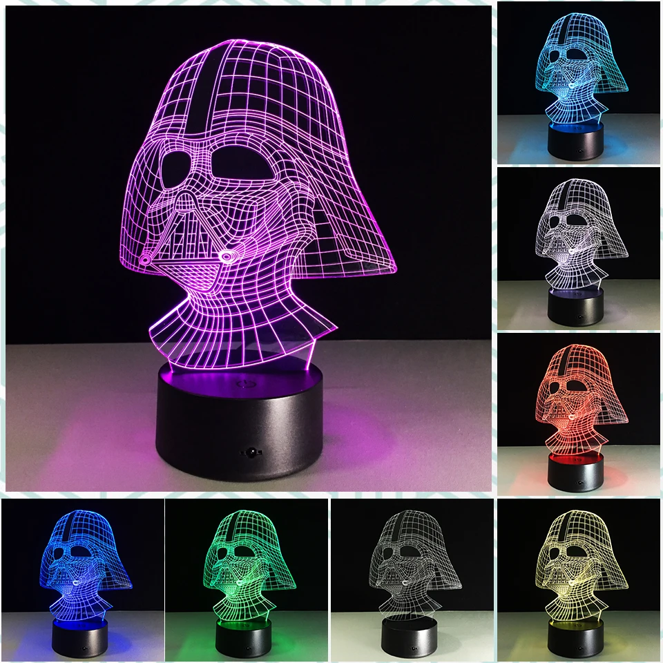 Новый 3D светильник Chaohui модель BB 8 R2D2 Master Yoda Дарт Вейдер USB разноцветный