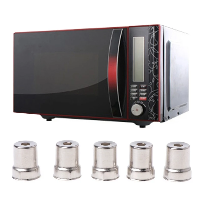 Steel Cap Microwave Oven Replacement Round Hole Magnetron Silver Tone Mar28 5Pcs/Set