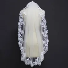 Новая Элегантная короткая кружевная свадебная вуаль с расческой, один слой, 1 метр, свадебная вуаль белого цвета слоновой кости, Velo De Novia, свадебные аксессуары