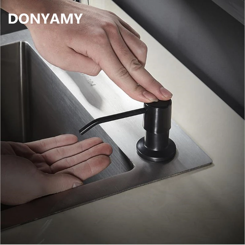 DONYAMY, 1 шт., высокое качество, черный, древняя головка, кухонная раковина, дозатор жидкого мыла, 304 нержавеющая сталь, готовая ручная дозатор мыла