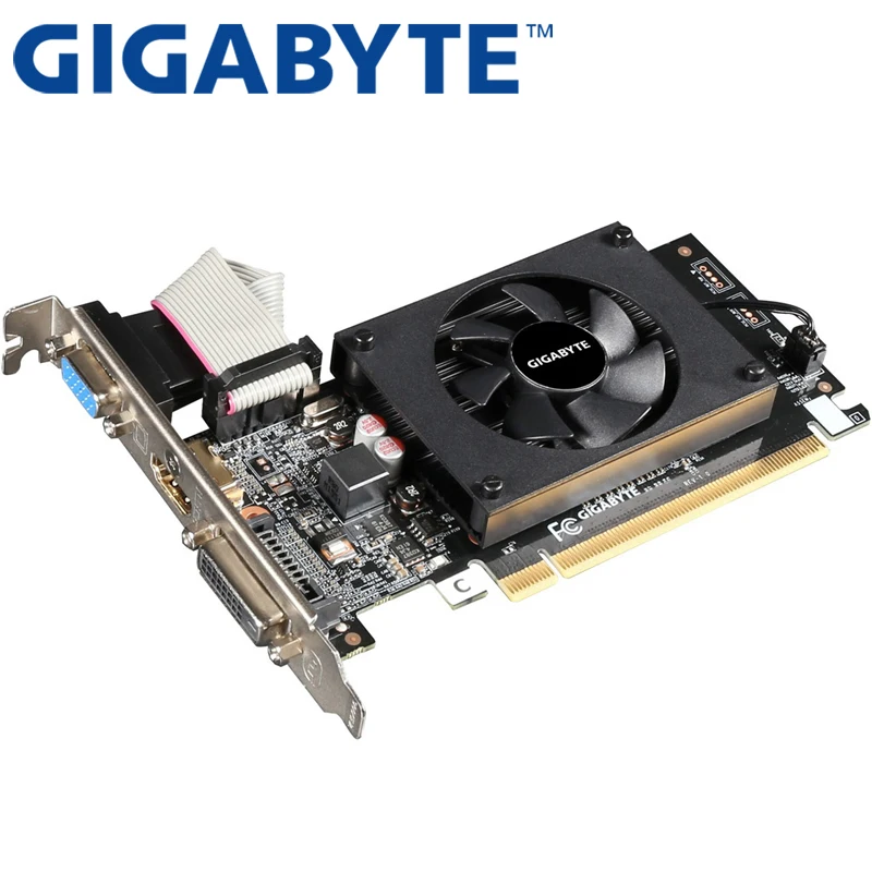 Видеокарта GIGABYTE GT710 1 Гб 64 бит GDDR3 видеокарты для nVIDIA VGA карты Geforce Оригинал GT 710
