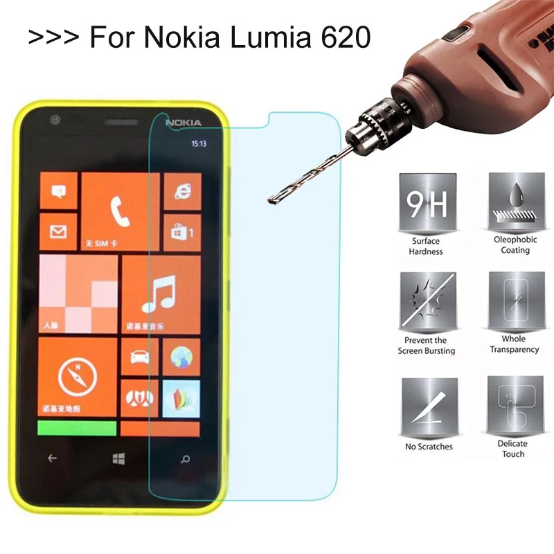2.5D 0 26 мм 9H закаленное стекло для Microsoft Lumia 620 Защитная пленка Nokia 620|tempered glass|9h tempered
