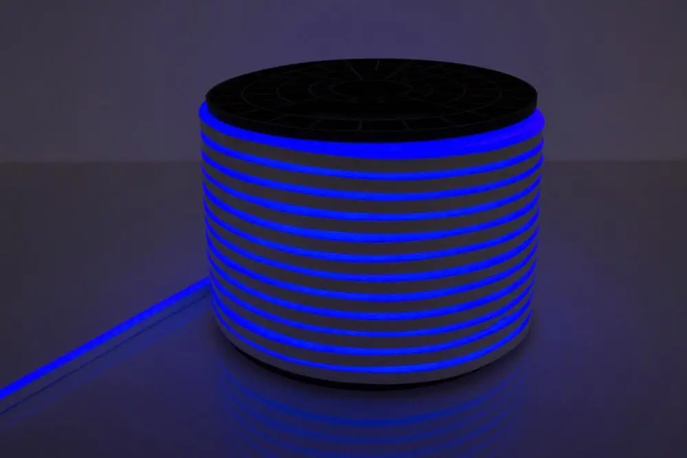 Fanlive 8*16 мм 12 В светодиодный неоновый гибкий светильник 5050 2835 120 светодиодный водонепроницаемый гибкий светодиодный светильник 20 м 50 м 100 м для внутреннего и наружного освещения Rgb - Испускаемый цвет: Синий