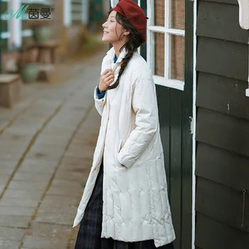 

INMAN Long Solid Thick Zipper Full White Duck Down Duck Down Coat
