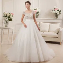 Beading Crystals Ball Gown Wedding Dress with Short Sleeves Low Back Short Tail Modest Bridal Gown Real Photo Custom Size