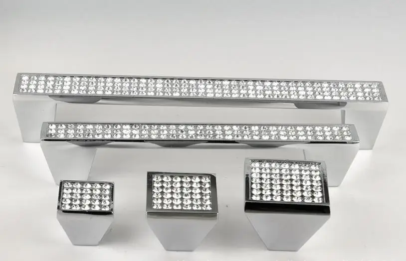 

20/25/30mm Diamond Crystal Glass Furniture Knob 96mm 128mm Rhinestone Cupboard Drawer Pull Kitchen Cabinet Door Handle Wholesale