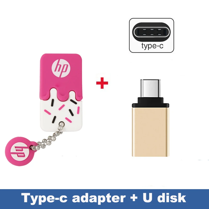 hp USB флэш-диск 32 ГБ флеш-накопитель 64 ГБ com X178b 16 Гб мультфильм Cle usb мини-память Флешка автомобильный компьютер двойного назначения - Цвет: v178-Pink-type-c