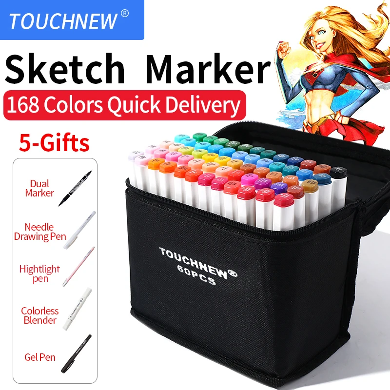 TOUCHNEW 30/40/60/80 цветов двойная головка маркеры для анимации Pen Рисунок эскизные ручки