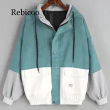 2019 college wind jacket long-sleeved corduroy loose stitching hooded baseball uniform zipper coat windbreaker jacket and jacket