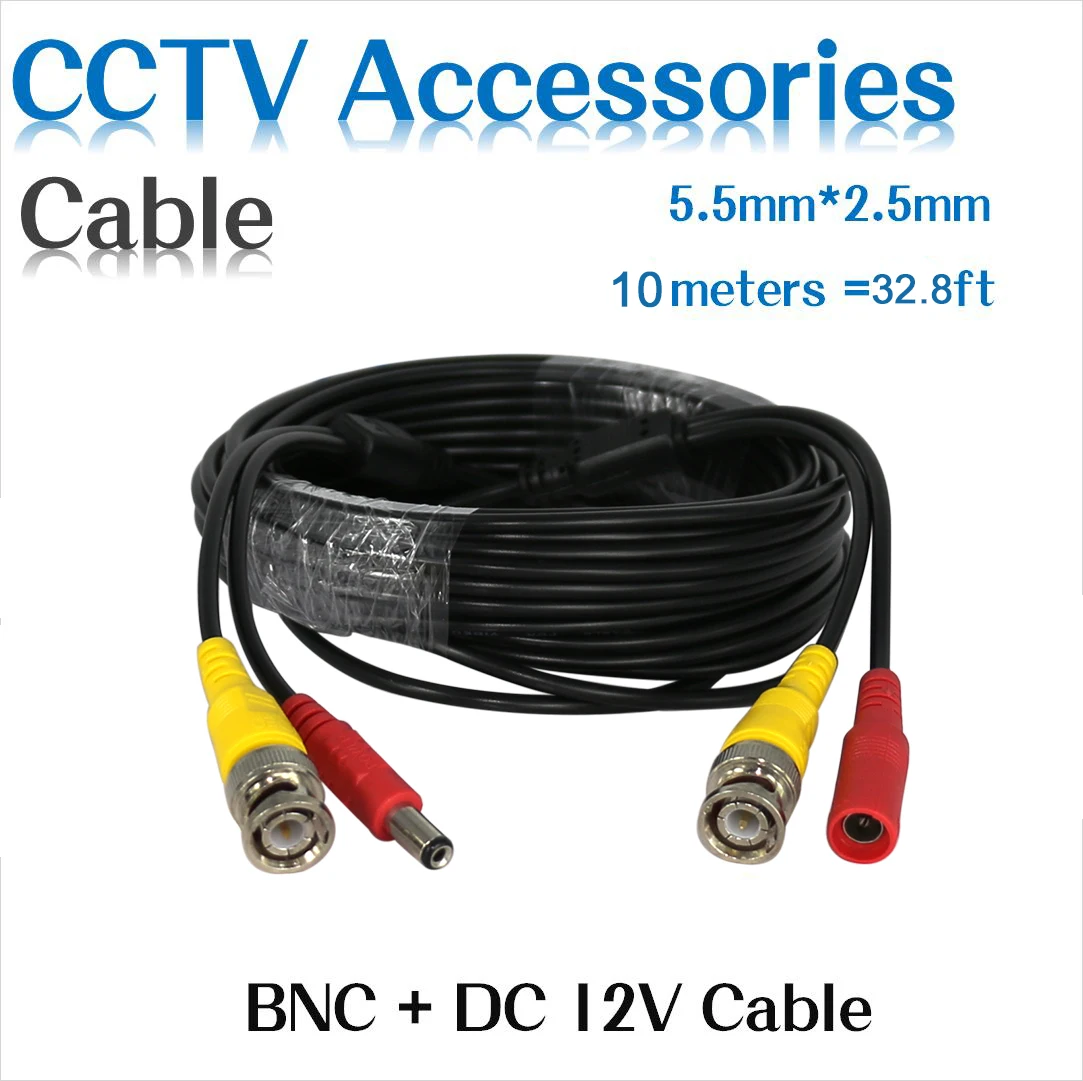 Hiseeu BNC Video Power Siamese Cable 32ft 10m for Analog AHD CVI CCTV Surveillance Camera DVR Kit cctv cable