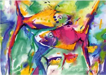 

Wall art Abstract oil painting COLORFUL FISH Alfred Gockel paintings modern decorative Hand painted High quality