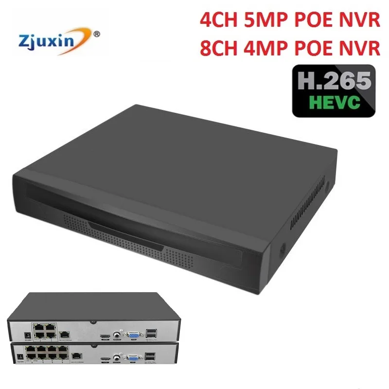 ZJUXIN H.265/H.264 POE NVR 4CH 8 каналов 48 В 802.3af ONVIF 2 0 XMEYE IEEE802.3af Active рекордер детектор