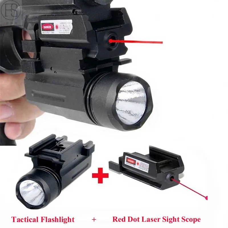 Military Tactical Red Laser Sight + LED Flashlight 2in1 Combo Hunting