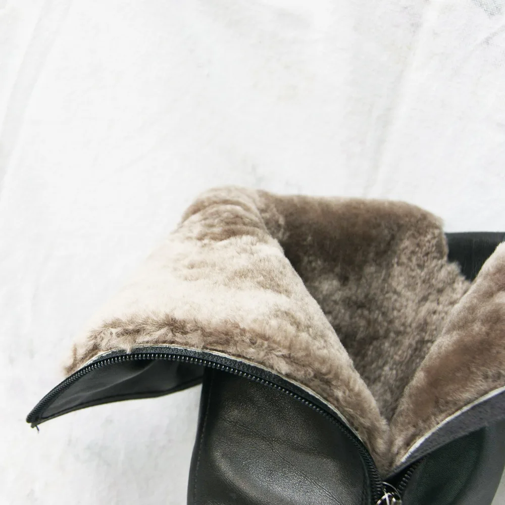 Chaud Cuir Fn81 Boot Hiver Pritivimin genou Sur Haute Fille Mode Laine Réel En De Bottes la Dames Bordée Femmes Véritable Chaussures Fourrure 7EqZZd